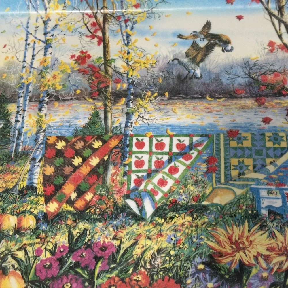 Vintage Rectangular Tray With Diane Phalen Watercolors Design 17.5”x12”